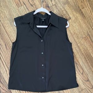 Banana Republic Black Sleeveless Notched Collar Shirt